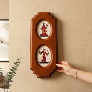 Vintage Handcrafted Artisan Hobbyist Chinoiserie Petit Point Wood Wall Plaque